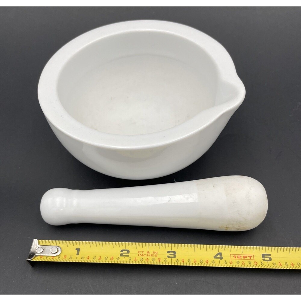 Vintage Porcelain/Ceramic Mortar and Pestle - White - Small 3.5" - Picture 9 of 9